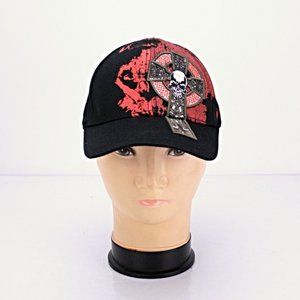 Pugs Gear Moto Skull and  Cross Hat Adults adjustable  size. NWOT